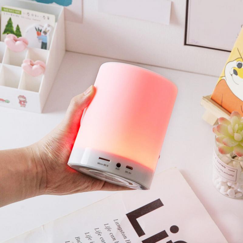 Bluetooth Speaker Dimmable LED Touch Night Light With Alarm Clock