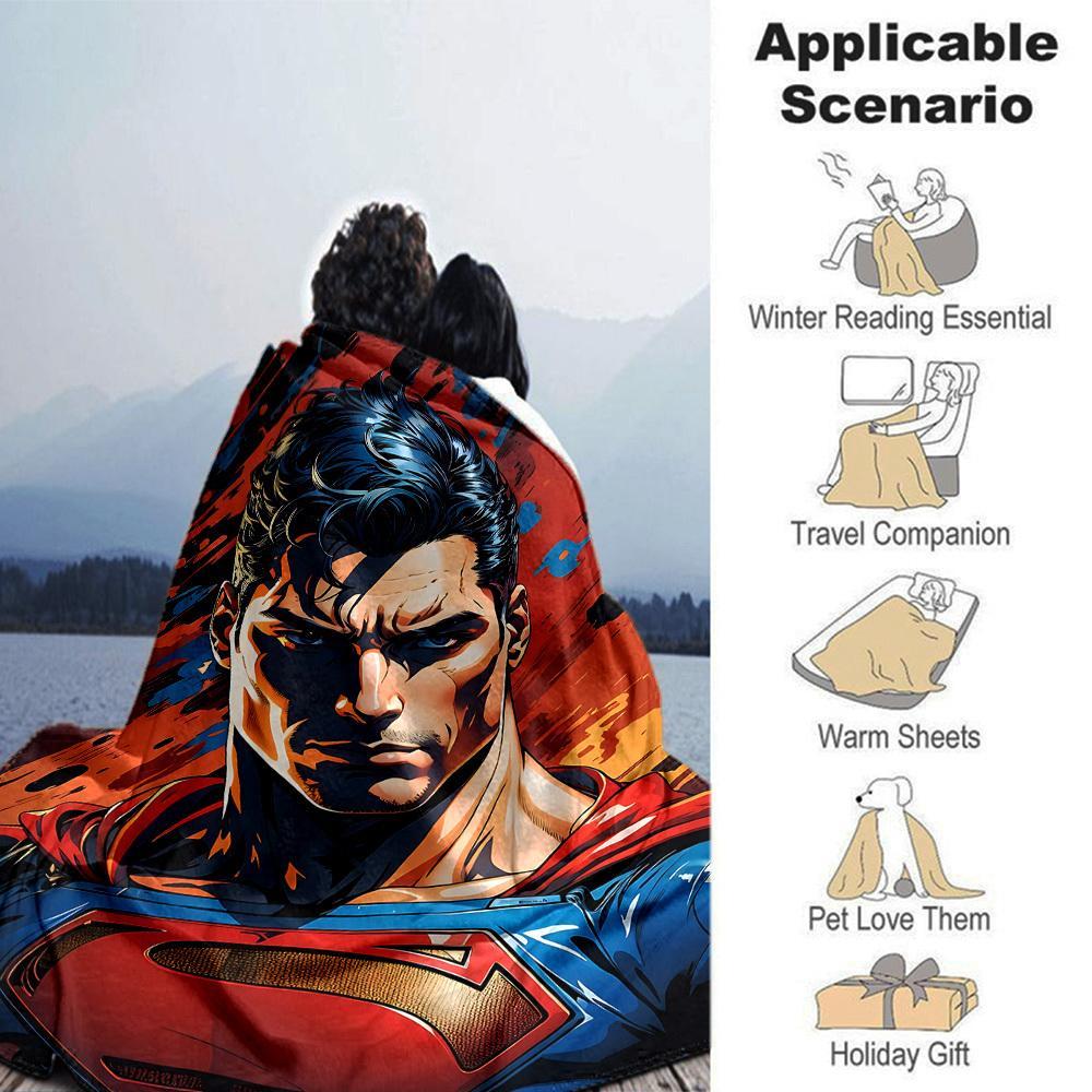 1pc Superman Flannel Blanket Soft Warm Throw for Home, Office, Travel, All-Season Cozy Bedding GiftL1086
