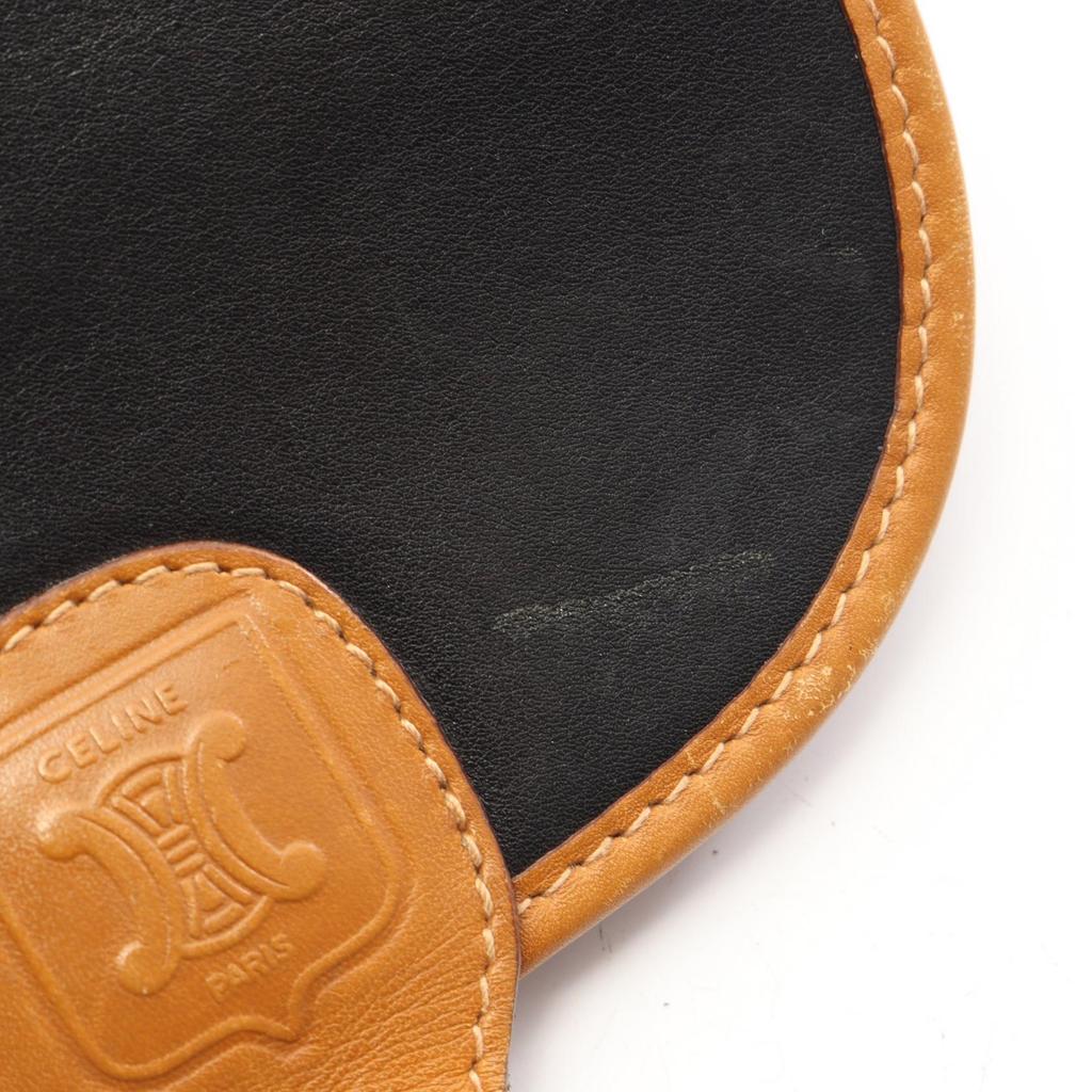 Used CELINE Macadam Shoulder Bag leather Black Brown Used Women