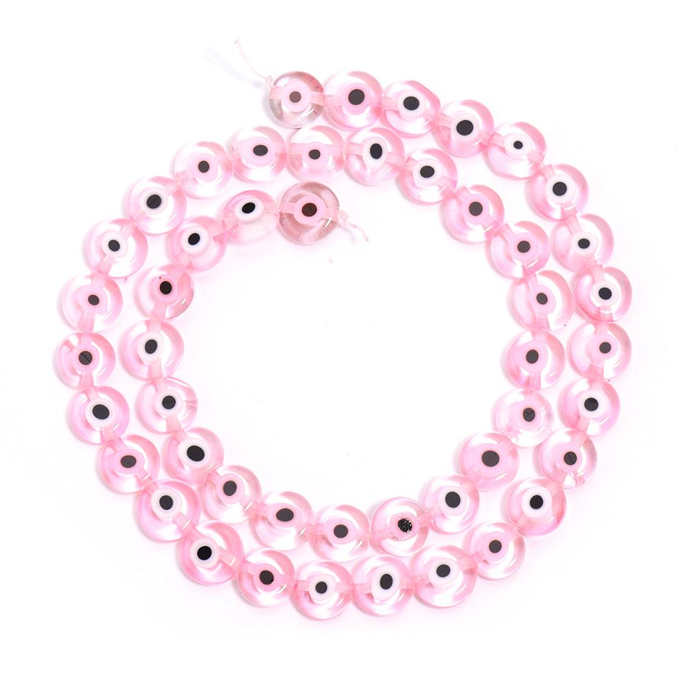 1 Strand Flat Round Glass Beads Evil Eye Lampwork Spacer Beads For Handmade Earring Bracelet Jewelry Making Supplies 4 6 8 10mm