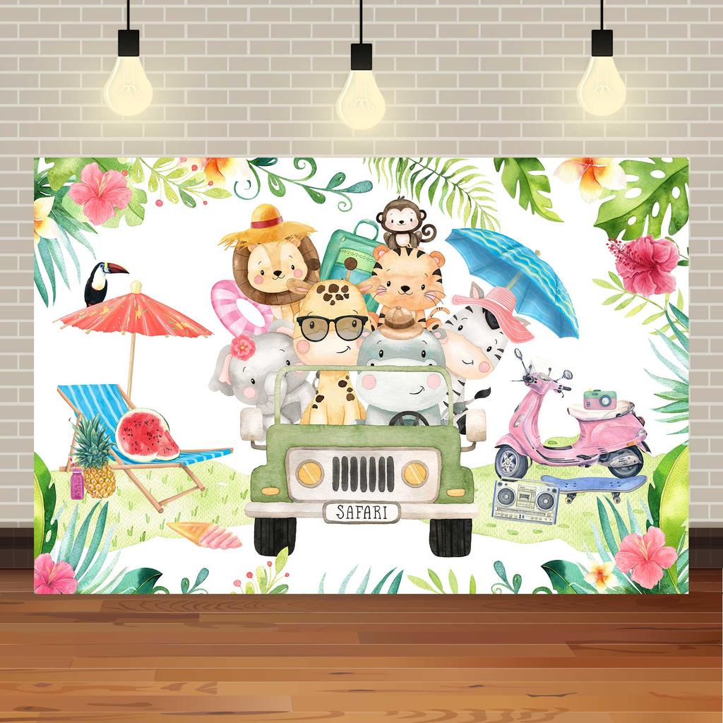 Safari Wild One Birthday Photography Backdrop Jungle Animals 1st Birthday Party Newborn Baby Room Wall Gifts Custom Background