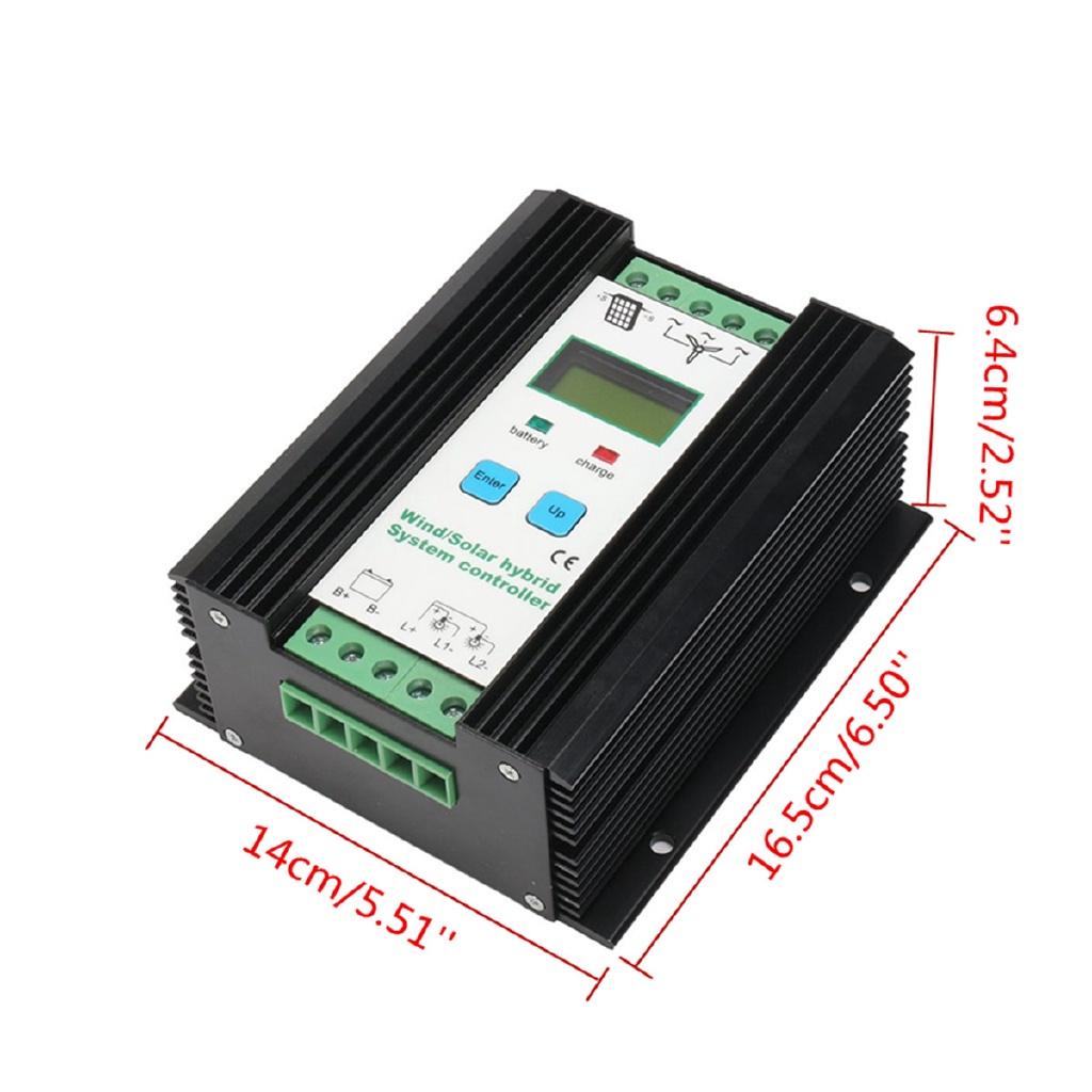 600W PWM Wind/Solar Hybrid System LCD Solar Power Controller 600W Wind + 600W Solar Electrical Equipment Accessories 12/24V Black