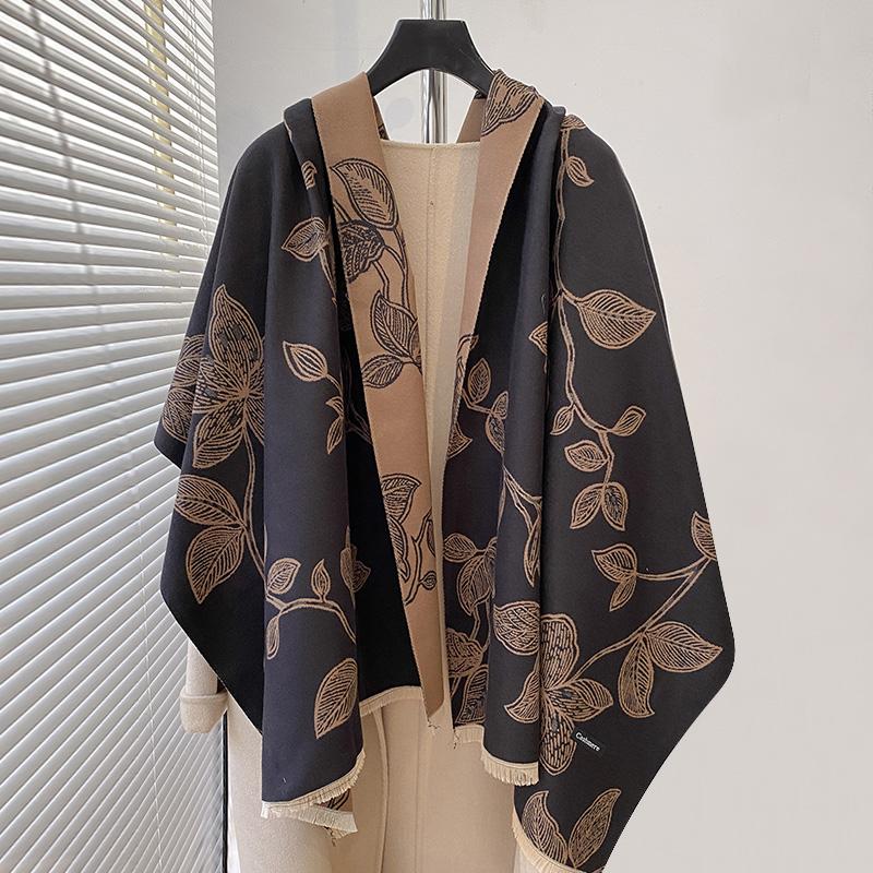 Winter Warme Kasjmier Sjaal Voor Vrouwen Luxe Pashmina Deken Dikke Sjaal Wikkel Neckerchief Mode Bufanda Echarpe Poncho gray