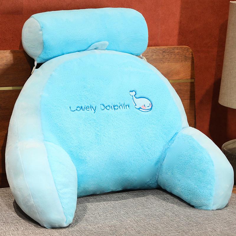 Bedhead Backrest Pillow Dormitory Reading Pillow Pregnant Women Protect Their Waist Plush Cartoon Pattern Seat Cushion with Zipper