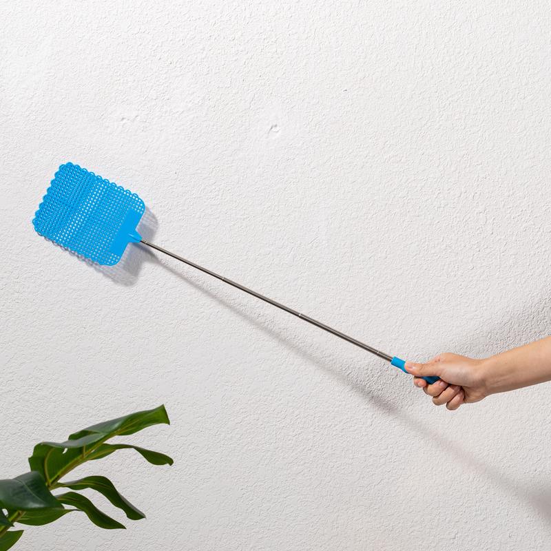 Long Handle Telescopic Fly Swatters With Anti-slip Handle Retractable Fly Swatter Stainless Steel Rod Manual Bugs Killer Tools