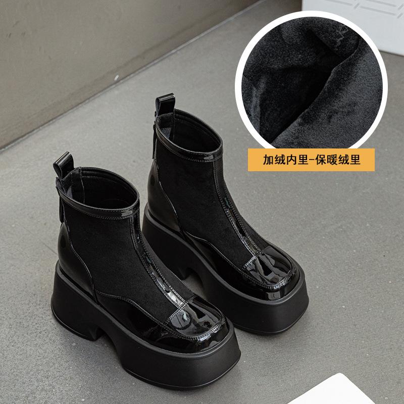 Autumn and winter new Martin boots for women after 2025, zipper inner height increase, thin boots, thick-soled versatile short boots for women Douyin
