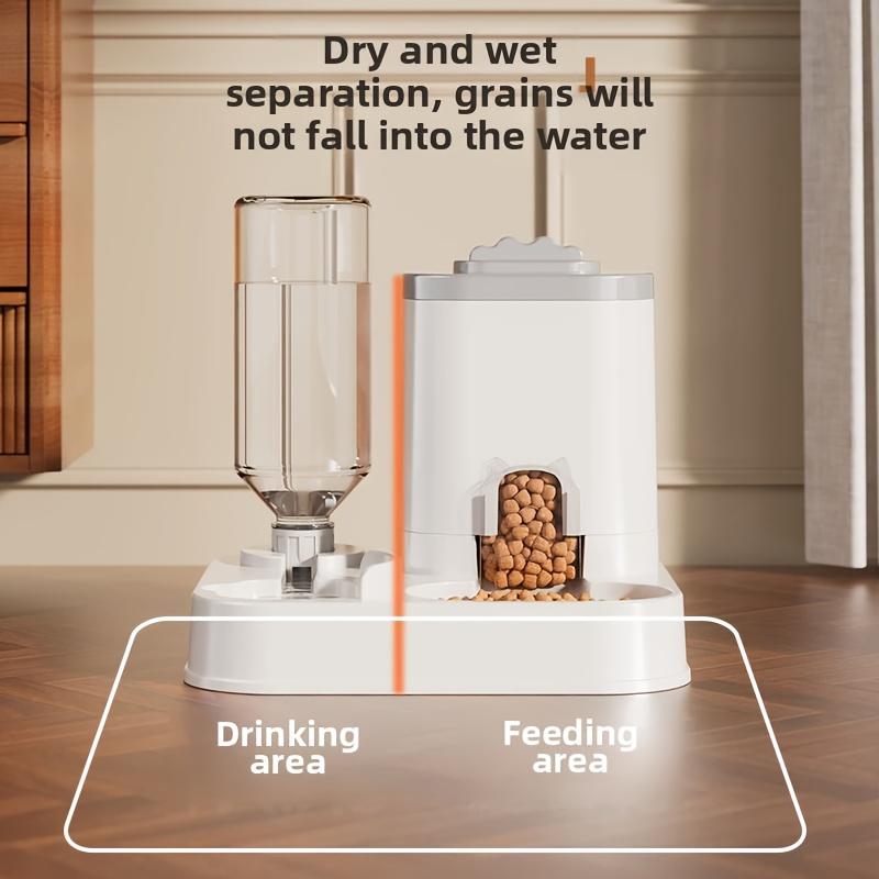 Automatic Cat & Dog Water Dispenser with Integrated Food Basin - Easy Cleaning & Hydration - Durable Pet Hydration Solution, Automatic Pet Feeder
