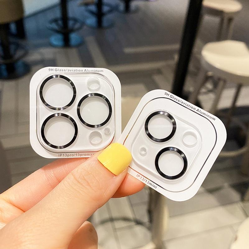 For iPhone 14 15 Pro Max / 14 15 Plus Rear Camera Lens Tempered Glass + Metal Protector Ring