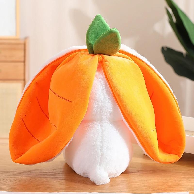 23/28/35cm Creative Funny Doll Carrot Rabbit Plush Toy Stuffed Soft Bunny Hiding In Strawberry Bag Toys for Kids Girls Birthday Gift