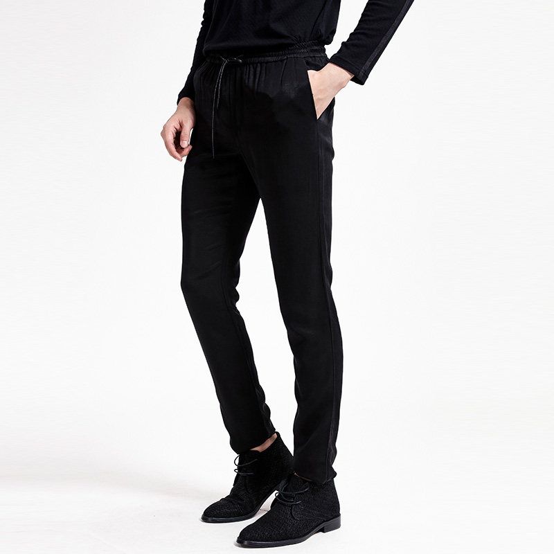 Menseye Menseye Elastic Straight Tied Pants