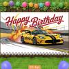 2D Plane, Yellow Racing Car Birthday Celebration Background Fabric, Event Decoration, Room Decoration, Polyester Fiber