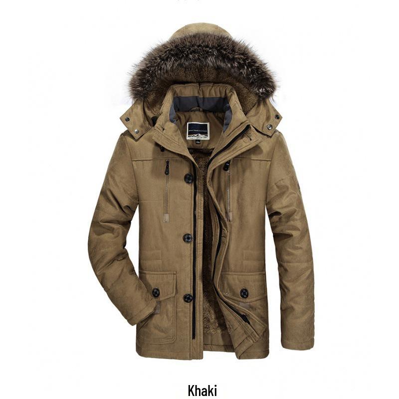 

Мужская зимняя куртка с капюшоном, средней длины - Толстая, теплая, на хлопковом утеплителе, больших размеров для среднего и пожилого возраста XL