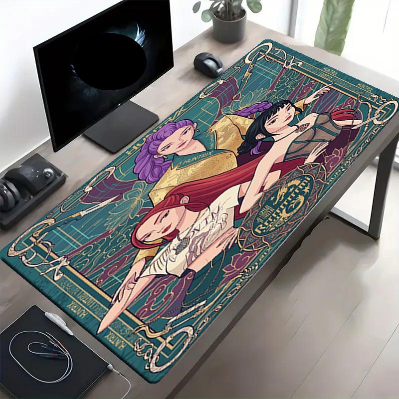KPop Demon Hunters Print Mouse Pad, Anti‑Slip Desktop keyboard Mat, for PC Laptop Gaming Working Daily Use, Cool Festival Birthday Gift