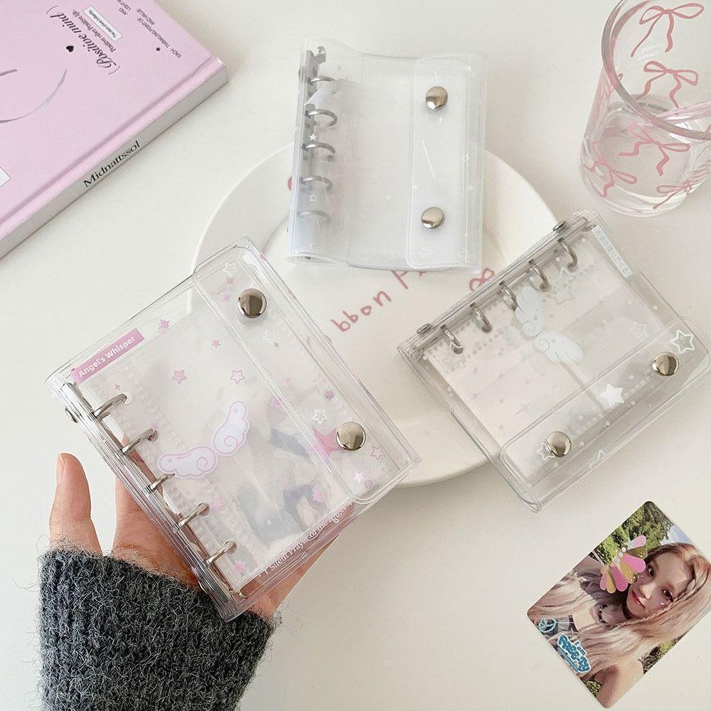 INS Transparent Loose-leaf Cover Angel Wings Patterns 3-inch Storage Photo Album Postcards Collect Book