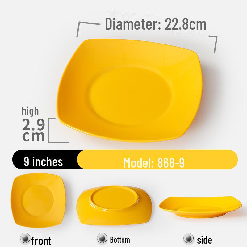 Shatter-Resistant Melamine Square Plate - Durable Imitation Porcelain for Restaurants and Hotels.