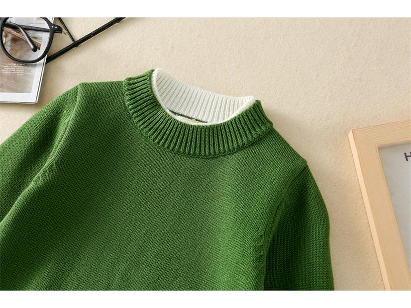 2025 Kids' Fake Cardigan Round Neck Sweater - Spring/Autumn/Winter, Korean Style Parent-Child Outfit