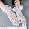 Transparent Bow Short Sunscreen Lace Gloves Full Finger Tulle Mittens Fashion Bridal Gloves  Women