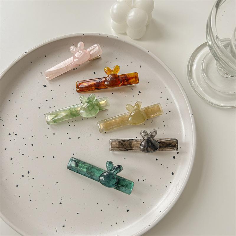 Sweet Acetate Rabbit Hairpin: Cute Duckbill Clip for Girls' Bangs - Japanese & Korean Style