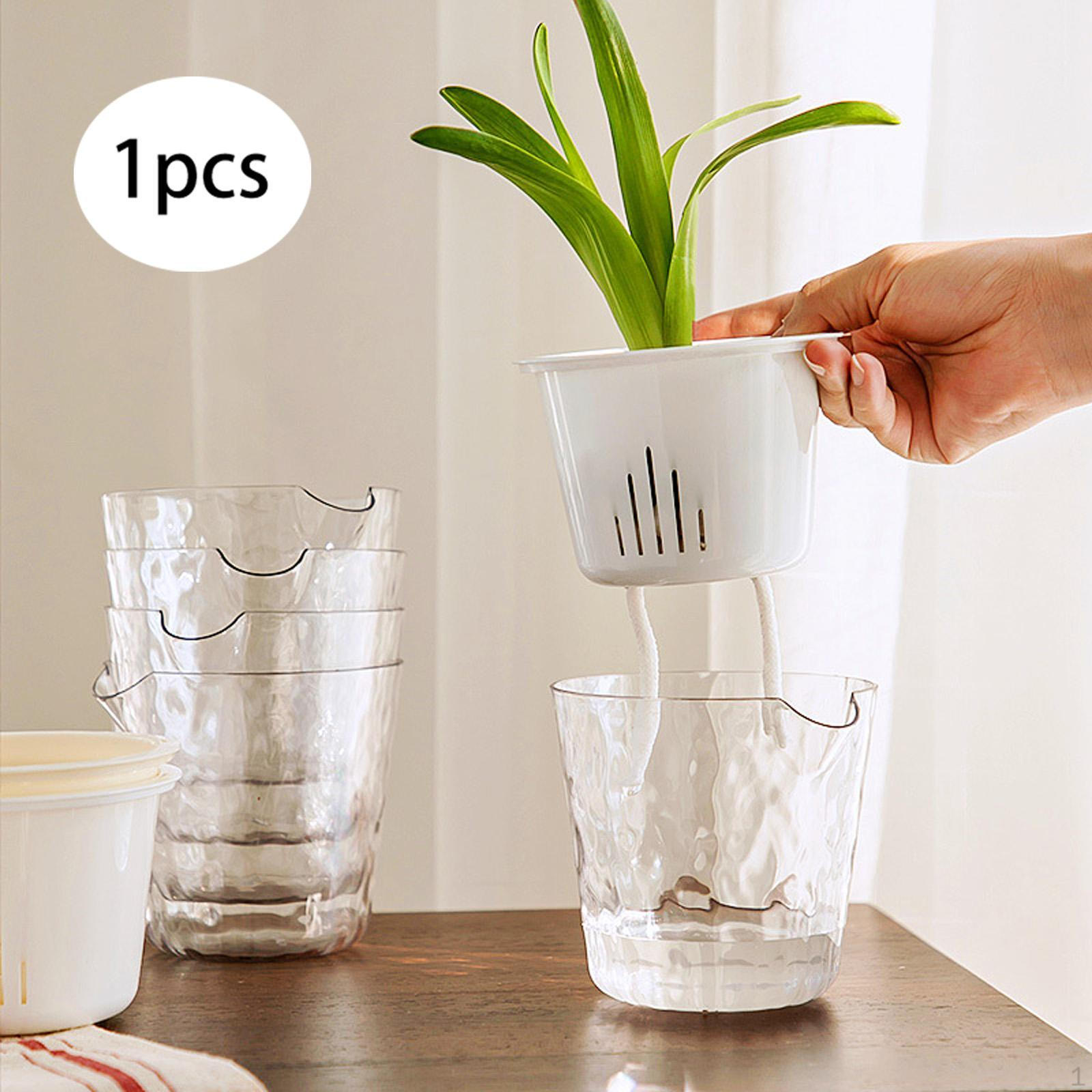 

Цветочный горшок для рассады растений, прозрачный самополивающийся горшок для полки, стола, гостиной белый