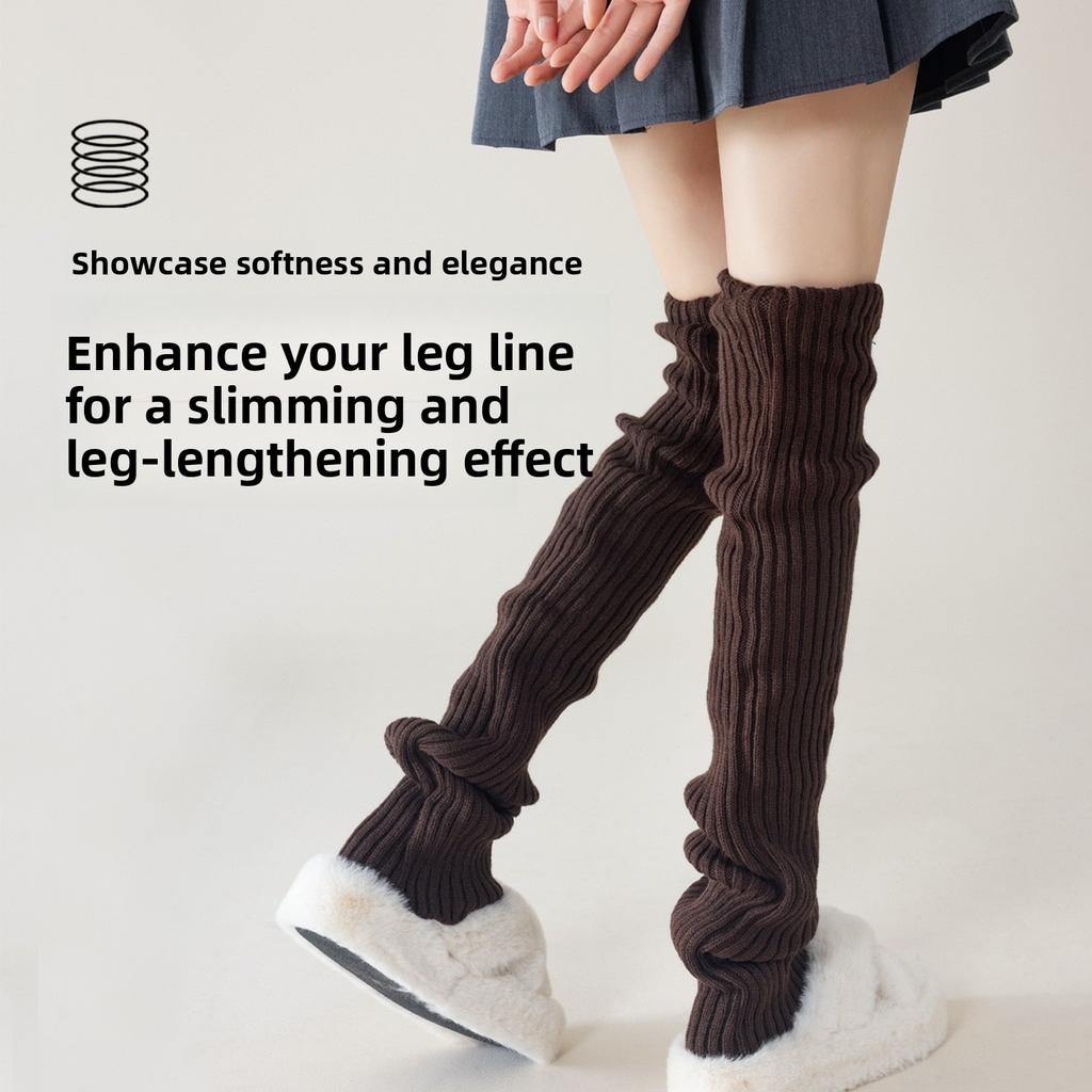 Knee-length Stocking Gloves for Women in Autumn and Winter, Knitted Pile Socks, Long Stockings for Girls, Winter Long Leg Covers