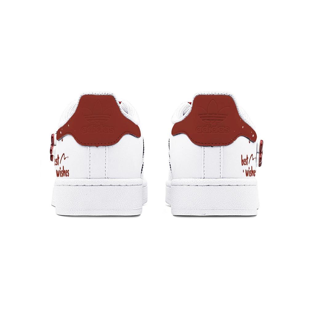 Adidas Originals SUPERSTAR Slip Resistant Abrasion Resistant Low top Skateboard Shoes Unisex White Red EG4958(Team88-S-BOX)