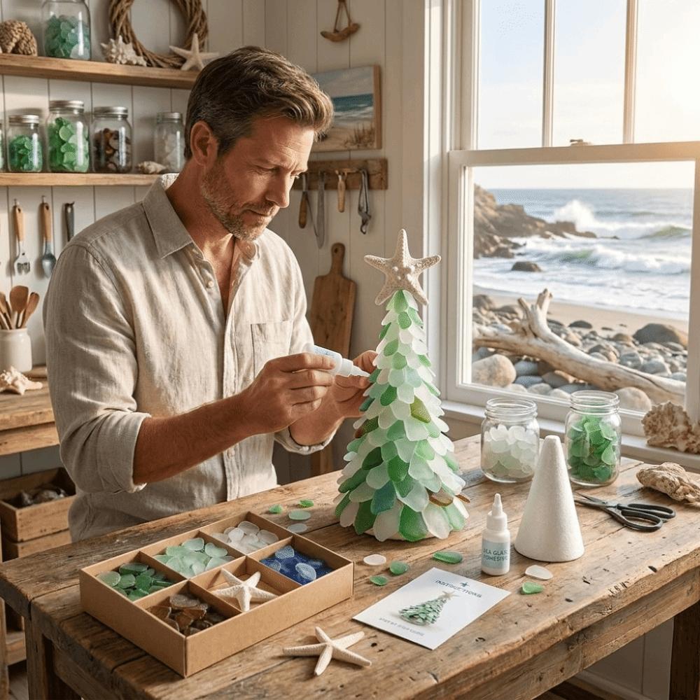 Handmade Sea Glass Tree Multi-Color Christmas Tree DIY Ornament Kids Gifts