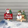 Santa Snowman Holiday Yard Stake Handcrafted Wooden Door Plaque For Seasonal Celebration Party Decoration