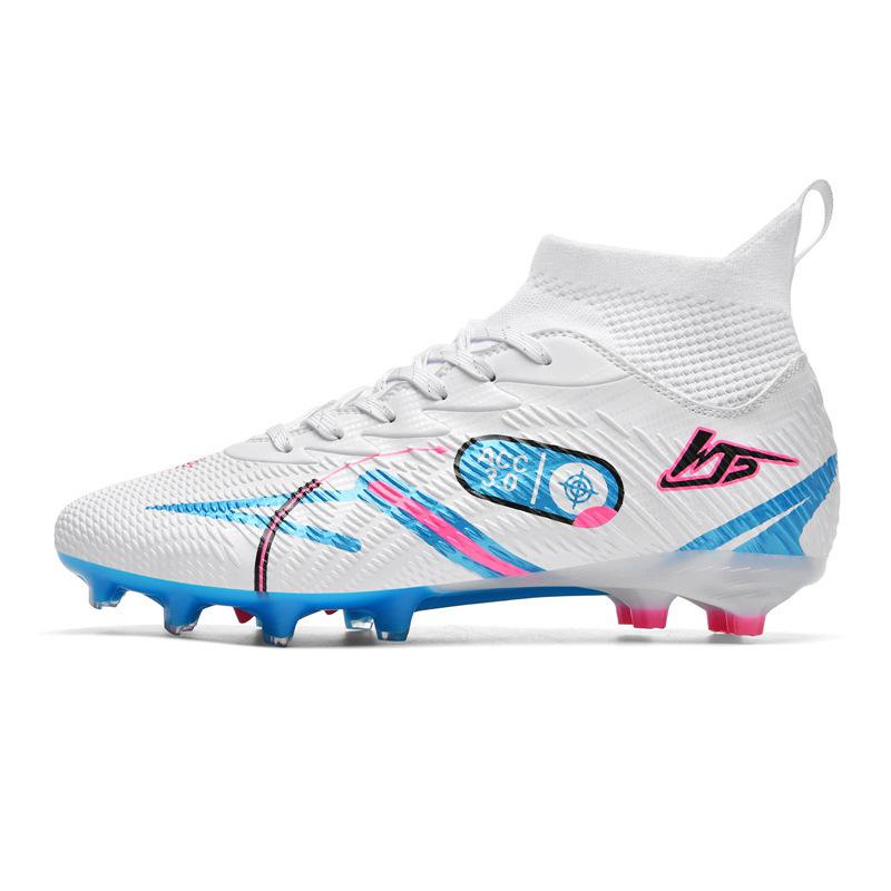 High-top football shoes tf broken nails artificial turf AG nails leather feet boys and girls children and adolescents students training shoes