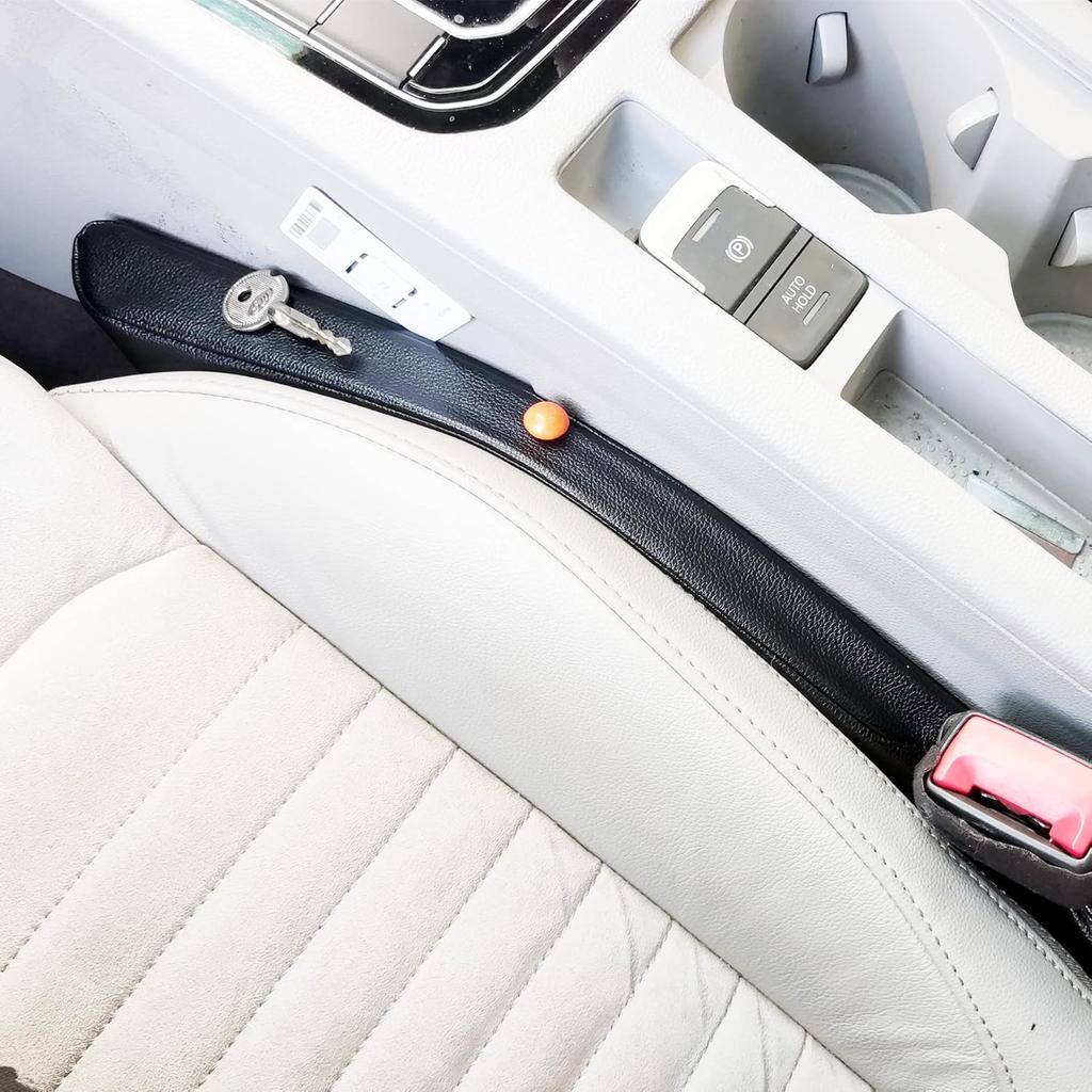 Leather Seat Gap Filler, No Drop Seat Guard Universal For Car SUV, Truck To Fill The Gap Between Seat And Console Black Crevice Plug Drop Blocker