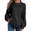 2025 Herbst Winter Neu Damen Einfarbig Laternenärmel Rundhals Langarm Pullover Gestrickter Pullover Top