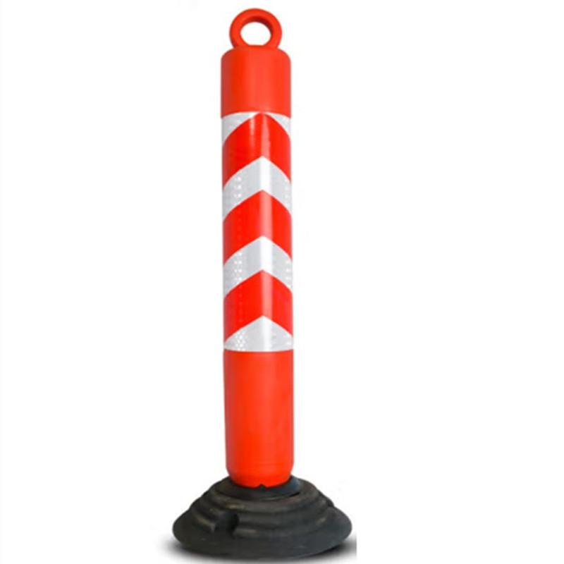 Red and White Reflective Plastic Wobbler Post - Anti-Collision, Elastic, Removable, Isolation Warning.