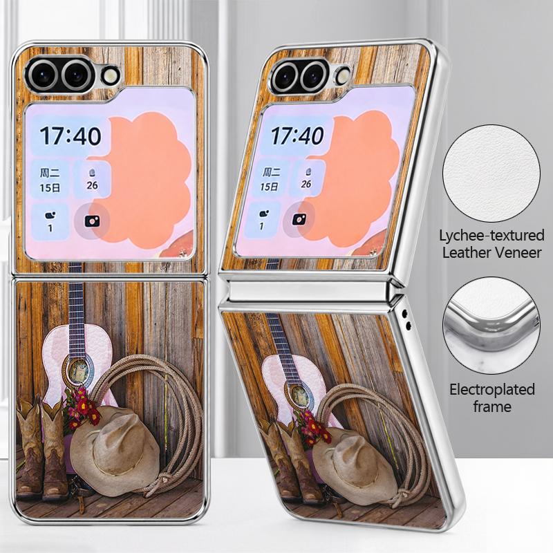 Global Flight Travel Line Case For Samsung Galaxy Z FlIP 7 FE 6 5 Plating PC+PU Leather Hybrid Folding Cover For Samsung Z Flip7 Flip6 Flip5