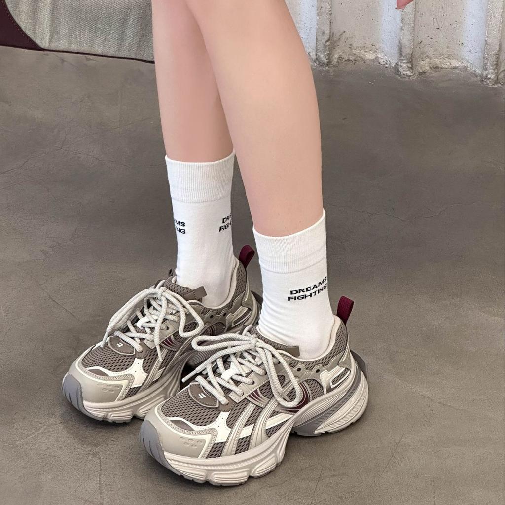 Leather platform mesh dad shoes girl 2025 autumn new Korean version retro German training shoes casual breathable sports shoes