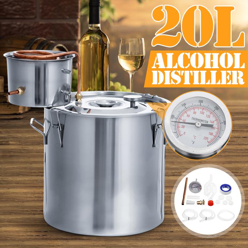 8 Gal 30L Distiller Moonshine Alcohol Stainless Copper DIY Home Water Wine Essential Oil Brewing Kit 304 Stainless Steel Boiler