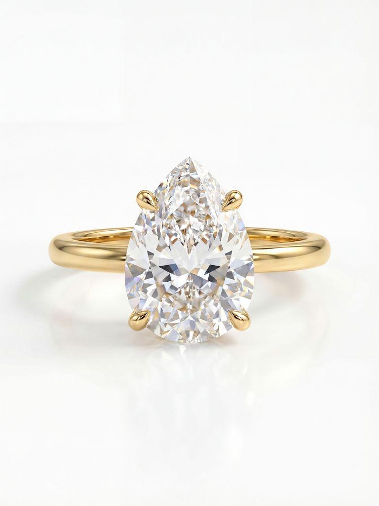 925 Silver 1-4 CT Simple Sparkling Pear Shape Zircon Ring For Women Engagement Wedding Luxury High Quality Fine Jewelry
