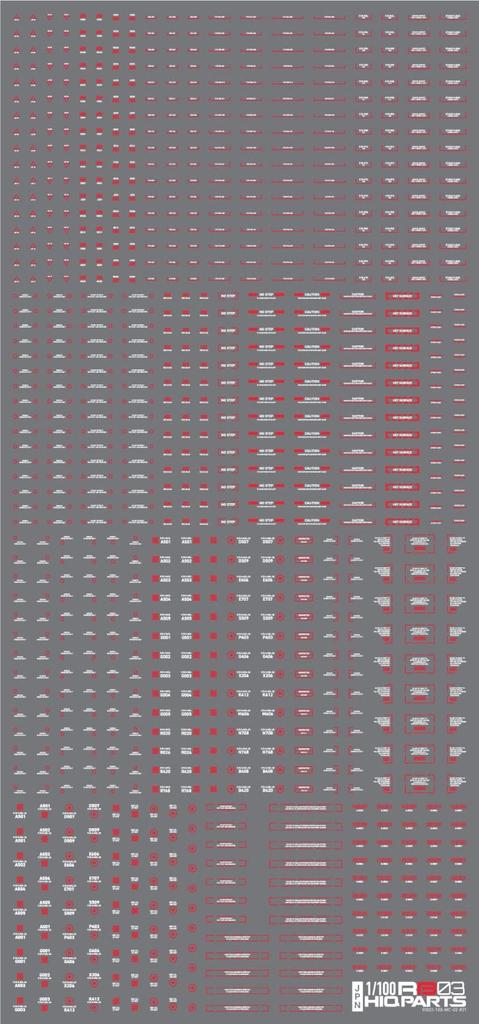 HiQ Parts RB02 Caution White 1 Plastic Model Decal for 1/100 Decal, & Red, Sheet, RB03-100WAR