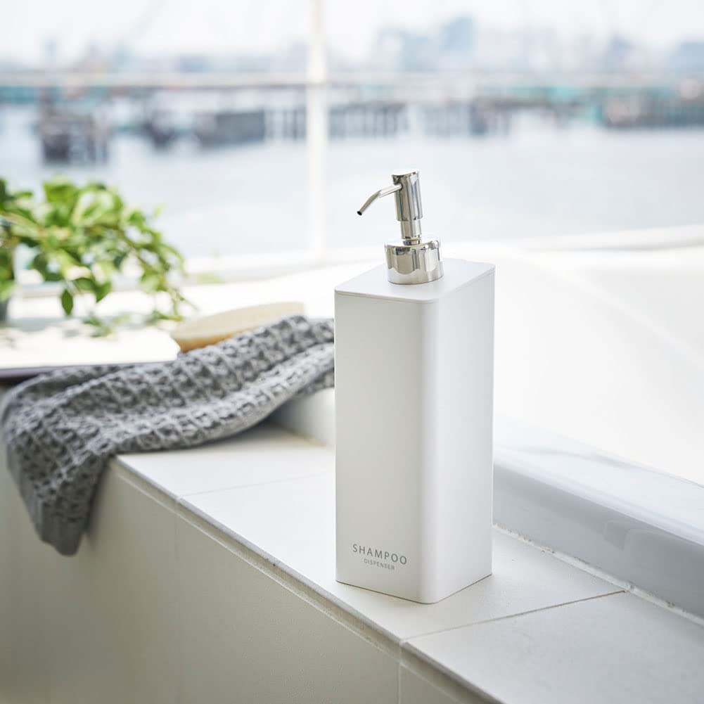 Yamazaki Tower Magnetic Dispenser of Magnetic Refillable Bottles for and Body and 4262 Two-Way (Set 3) - Shampoo, Conditioner, Soap, White, 4258,