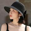 French Straw Bonnet Cap for Women Sun Visors Ribbon Bow Summer Bucket Hat Fedoras for Beach