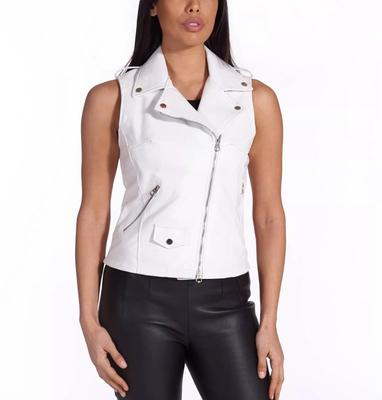 AL KHALID Giacca bianca da donna Gilet in pelle di agnello Classico cappotto con bottoni western