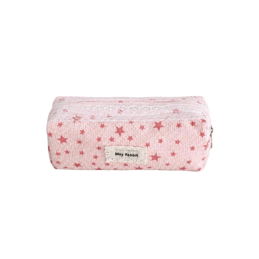 Star Print Pencil Case Corduroy Makeup Bag New Stationery Pouch Stationery Storage