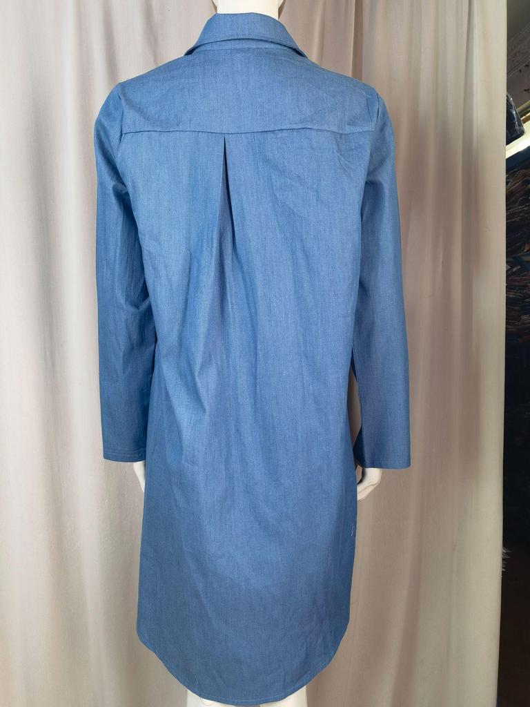 2023 Women's Large Size Solid Color Denim Dress - Casual Style