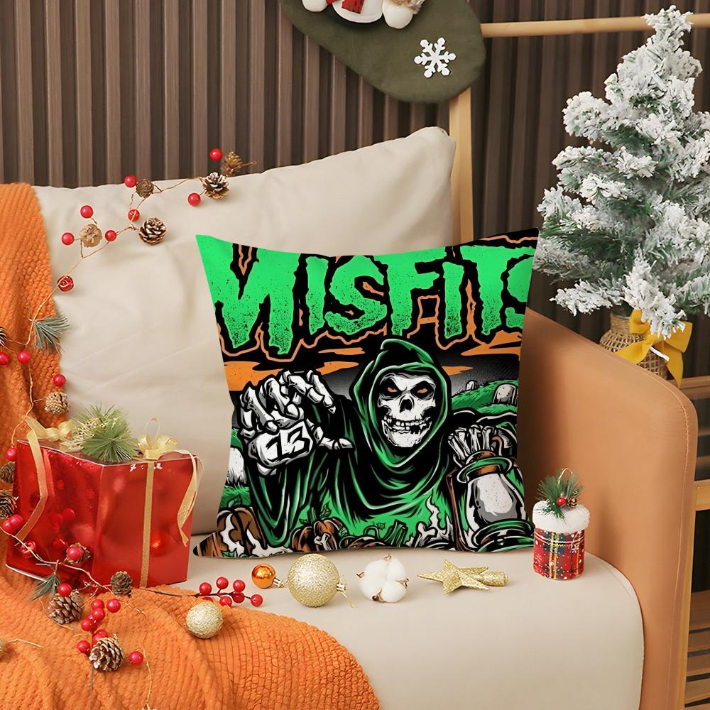 Funda de almohada Punk M-MisfitsS Rock Band, antiácaros, con cremallera invisible, de felpa corta y sedosa.
