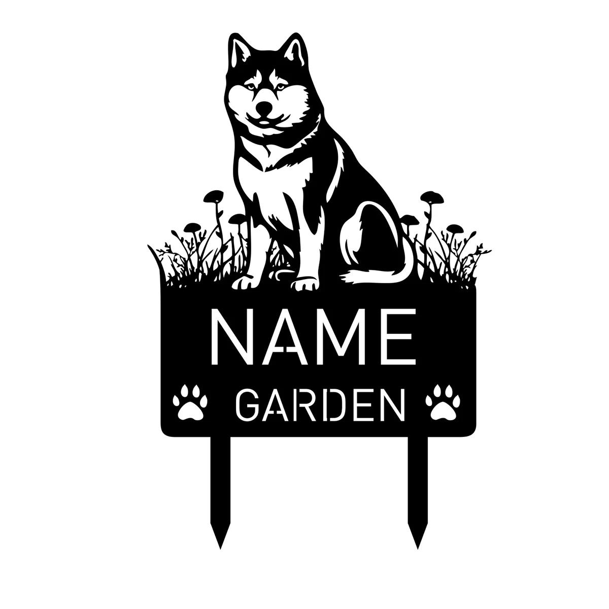 

Custom Metal Shiba Inu Dog Memorial Garden Stake Grave Marker Personalized Pet Name Sign чёрный