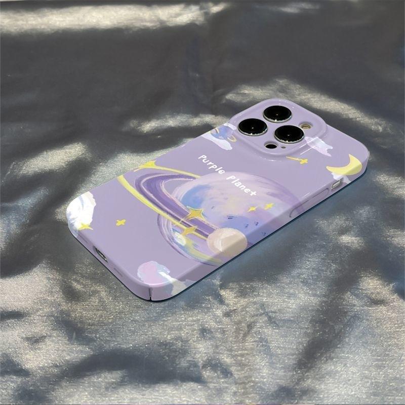 Applicable to Apple 11promax mobile phone case iPhone11 film hard case romantic purple 11 planet mobile phone case
