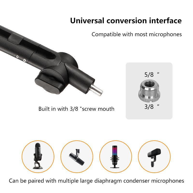 1Pc Universal Cantilever Aluminum Microphone Stand For Mobile Live Streaming Shockproof Folding Desktop Mic Stand For Recording
