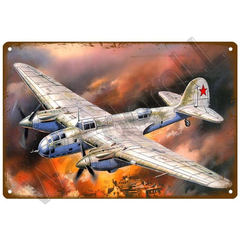 Vintage Metal Signs Aircraft Plate Retro Tin Sign Fighter Jet AirPlane Metal Plaque Painting Living Room Home Wall Decoration