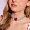 Elegant Heart Claw Chain Diamond Necklace - Versatile Luxury Choker for Banquets