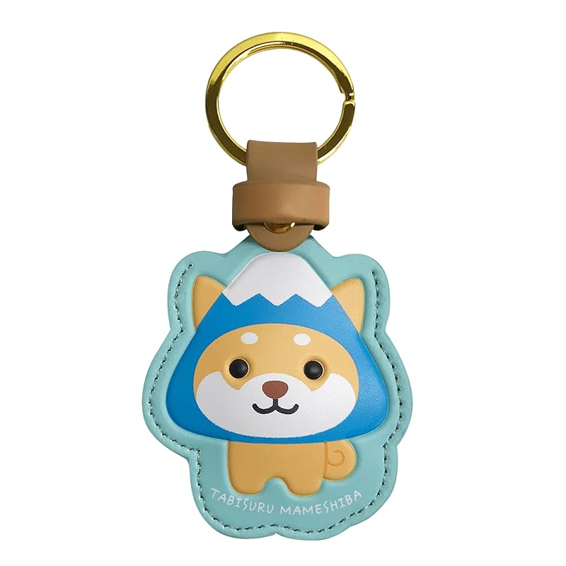 

[LamPlanning] [Traveling Mameshiba] PU leather case key ring key ring air tag AirTag smart tracker (Mt. Fuji blue)