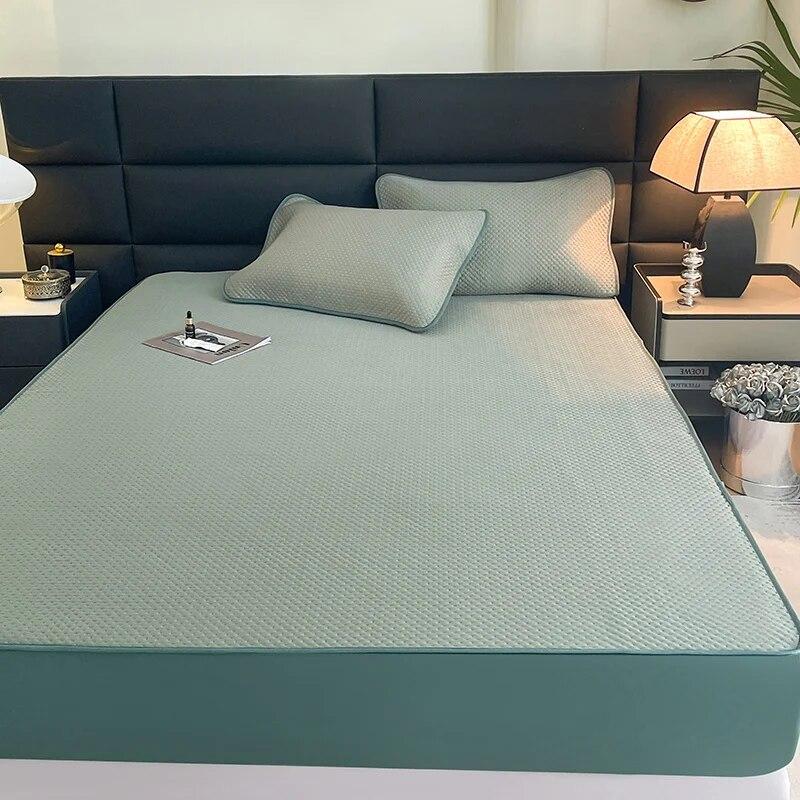 Cooling Mattress Pad Protector Ultrasonic Technology Quilted Mattress Cover Pillowcase Breathable Cool Feeling Mat Fitted Sheet
