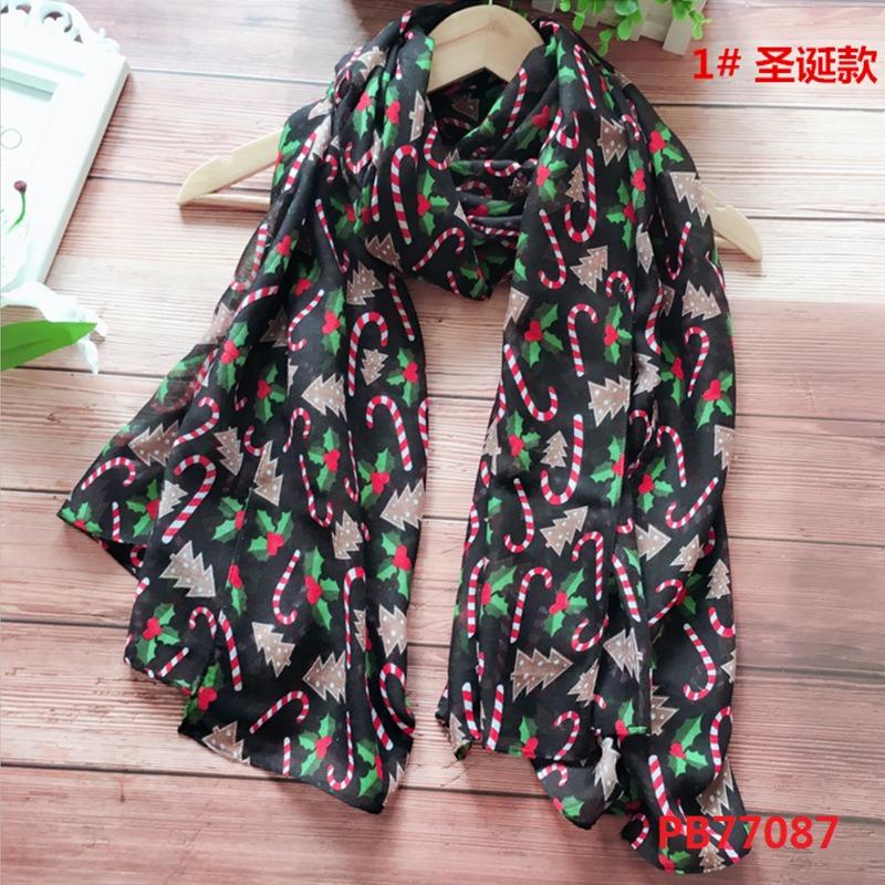 Christmas red and green snowman print Bali yarn scarf medium and long sunscreen beach towel pattern scarf